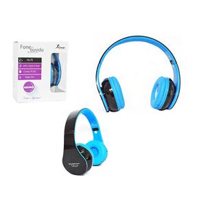 Headphone Bluetooth 3.0 Entrada De Sd Card Rádio Fm Mp3 Wma E Wav Azul E Preto Kp-362 KP-362 KNUP