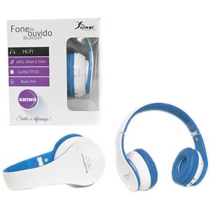 Headphone Bluetooth 3.0 Entrada De Sd Card Rádio Fm Mp3 Wma E Wav Azul E Branco Kp-362 KP-362 KNUP