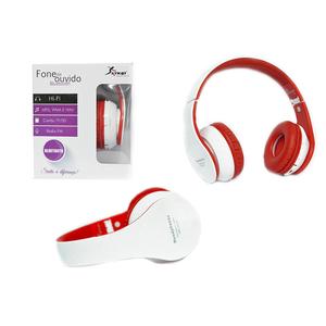 Headphone Bluetooth 3.0 Entrada De Sd Card Rádio Fm Mp3 Wma E Wav Vermelho E Branco Kp-362 KP-362 KNUP