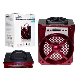 Caixa De Som Bluetooth Com Sd Card P2 Usb Radio Fm 80Db 15W Vermelho D-Bh2013 D-BH2013 GRASEP