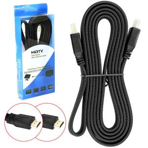 Cabo Hdmi Achatado De Nylon Ponta Dourada 1.4 1080P 3D 2M Preto HDTV GENERICO