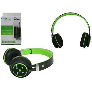 Headphone Bluetooth 3.0 Com Entrada Sd Card P2 E Rádio Fm Verde Kp-369 KP-369 KNUP