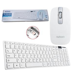 Kit Teclado E Mouse Wireless Branco EXBOM BK-S1000 BK-S1000F EXBOM