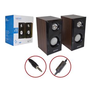 CAIXA DE SOM 6W RMS 65DB PARA COMPUTADOR E SMARTPHONE CS-56 MARROM CS-56 EXBOM