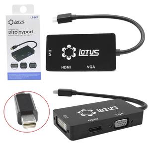 Adaptador Mini Displayport Macbook HDMI VGA E DVI 3 Em 1 10 Centímetros LOTUS LT-267 LT-267 LOTUS