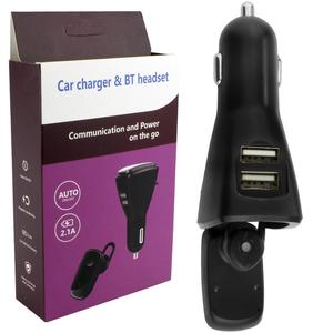 Fone De Oouvido Bluetooth Com Carregador Veicular E 2 Portas Usb Fone Bluetooth GENERICO