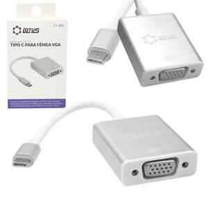 Cabo Adaptador Type-C Para VGA Fêmea 15 Centímetros LOTUS LT-303 LT-303 LOTUS