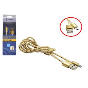 Cabo USB 2.0 MicroUSB V8 1 Metro Trançado Dourado Shinka V8 SHINKA