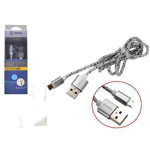 Cabo USB 2.0 MicroUSB V8 1 Metro Trançado Prata Shinka V8 SHINKA